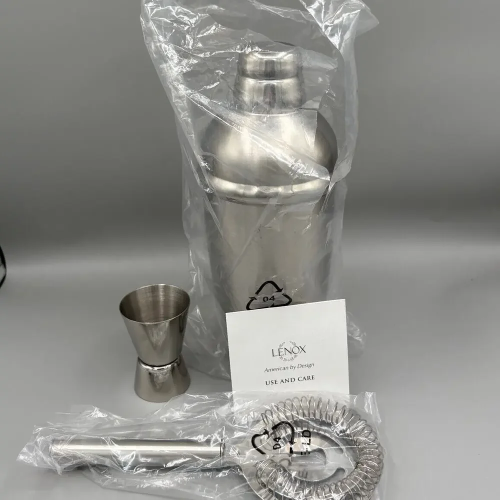 Lenox Tuscany Classics Collection Stainless Steel Cocktail Shaker Set New